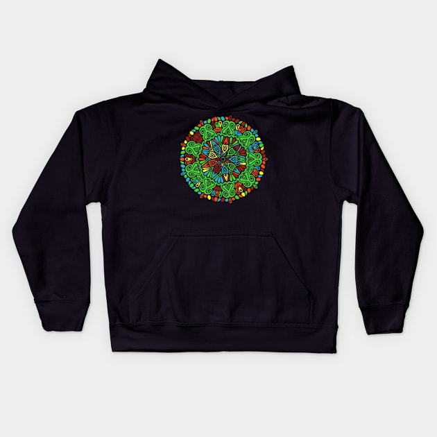 New Age Mandala Kids Hoodie by machmigo